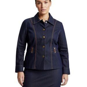 TANJAY Belted Blue Denim Button Down Jacket